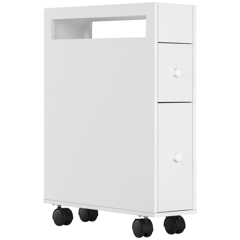 Mobiletto Bagno Salvaspazio 16x49,5x66 cm con Ruote Bianco-1