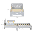 Struttura Letto Singolo per Bambini 143x76x49 cm con Motivi a Stelle e Luna in Pannelli di MDF e Truciolato Grigio-3