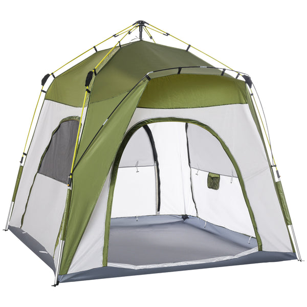 prezzo Tenda da Campeggio 2 Posti Pop Up 240x240x199 cm con Porta a Cerniera e 3 Finestre Verde