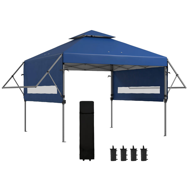 acquista Gazebo Pieghevole con Pareti Estensibili Altezza Regolabile e Borsa con Ruote 5x3m  Blu