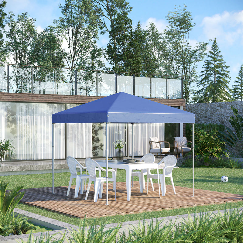 Gazebo Pieghevole da Giardino 2,45x2,45x2,45m in Acciaio e Tessuto Oxford Blu-2