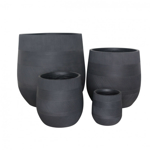 sconto Set de 4 vases Pivoine en fibre synthétique Gris Foncé