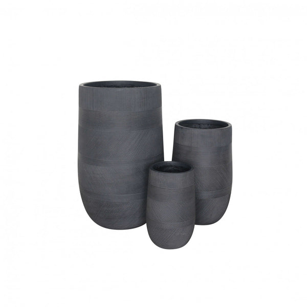 online Set de 3 vases Bleuet en fibre synthétique gris foncé