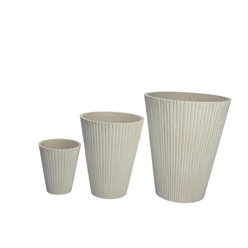 Vaso Piccolo Iris Ø19x22 cm in Fibra sintetica Bianco-3