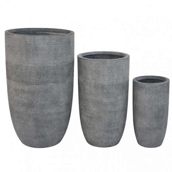 online Ensemble de 3 vases au jasmin en fibre d'argile grise