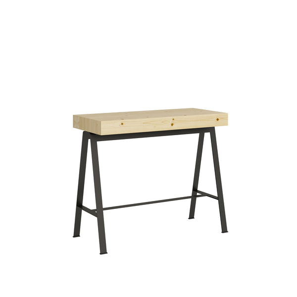 Console Extensible en Bois et Fer H77x40x90/300cm Bureau Classique en Chêne acquista