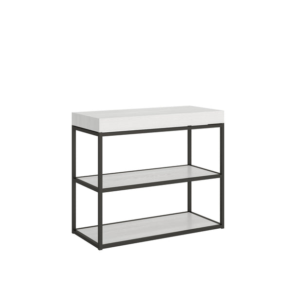 sconto Console Extensible en Bois et Fer H77x40x90/300cm Itamoby Plano Frêne Blanc Classique