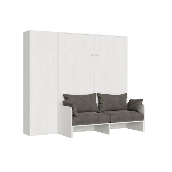 acquista Lit double escamotable gain de place avec canapé Kentaro H210 cm blanc