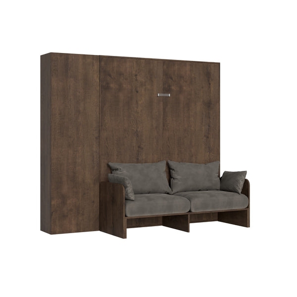 Lit double escamotable gain de place avec canapé Kentaro H210 cm marron acquista