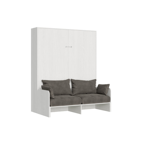 Lit double escamotable gain de place avec canapé Kentaro H210 cm blanc sconto