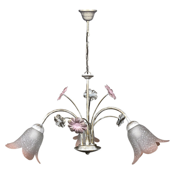 Lustre 3xE14 Or Blanc Cadre Verre Inox Blanc Ombragé Rose E-Energy Vera online