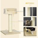 Albero Tiragraffi per Gatti 55x55x83 cm con Lettino e Pallina in Peluche e Sisal Beige-5