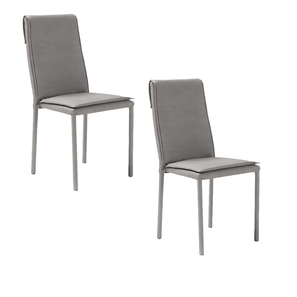 Set 2 sedie Imbottite 45x59x95 cm In Tessuto Effetto Pelle  Vincent Grigio Perla sconto