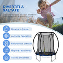 Trampolino Tappeto Elastico per Bambini Ø225x235 cm in Acciaio e PVC Nero e Blu-7