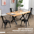 Set 4 Sedie da Cucina Impilabili 53x45x85 cm in Acciaio Nero-4