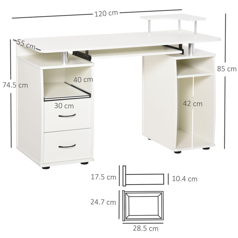 Scrivania da Ufficio con Ripiano 120x55x85 cm in Truciolato Bianca-3