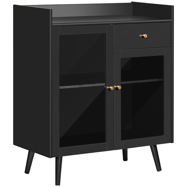 online Armoire 2 Portes avec Étagère Réglable et Espaces Ouverts 80x40x94,3 cm en MDF et Bois Noir