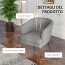 Poltrona Imbottita 71x72x75 cm in Velluto Grigio-5