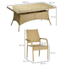 Set Tavolo e 6 Sedie da Giardino in in Rattan Sabbia e Beige-3