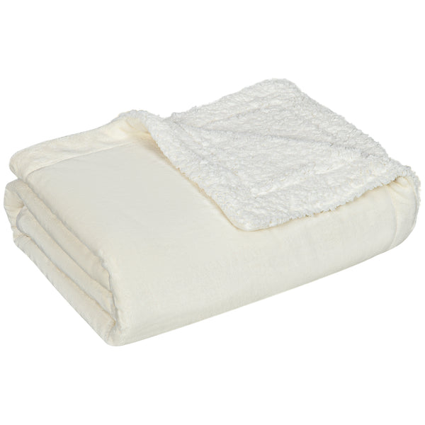 Couverture double face 203x152x0,5 cm en Flanelle 220 GSM et Sherpa 260 GSM Crème acquista