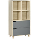 Libreria con 2 Cassetti 70,2x35x130 cm in Truciolato e MDF Naturale e Grigio-1