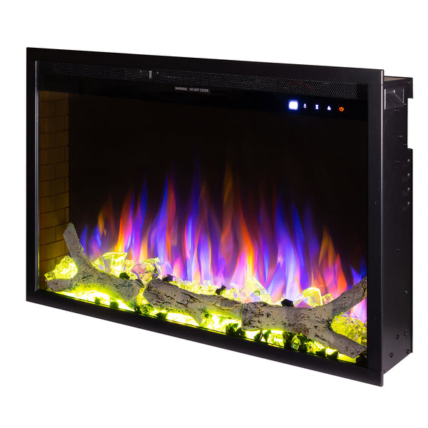 sconto Cheminée Électrique Encastrable 50,8x75x19,5 cm Effet Flamme 1500W Thomas Maxi Noir