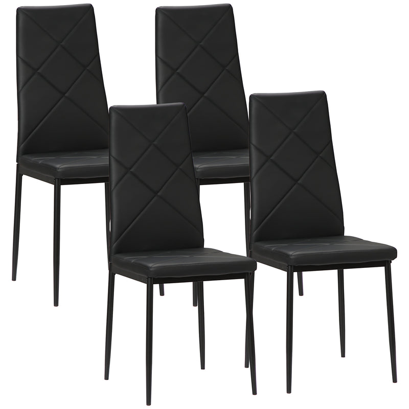 Set di 4 Sedie da Pranzo 41x50x97 cm con Schienale Alto in Similpelle Nero-1