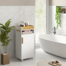 Mobiletto Bagno con Vassoio Rimovibile 40x30x88 cm in Truciolato Bianco-7