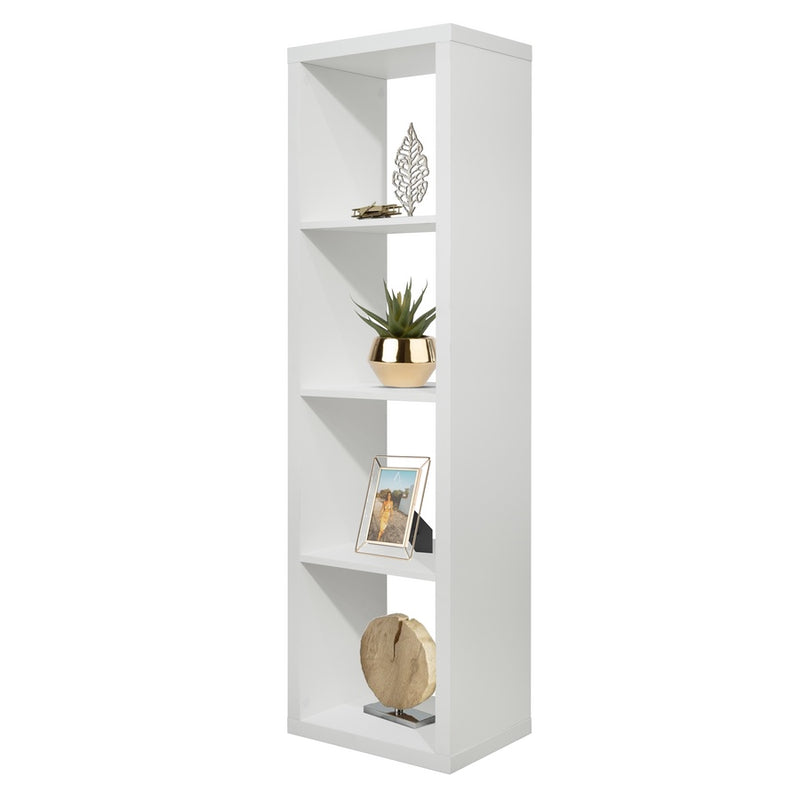 Libreria Moderna 4 Ripiani 42x147x30 cm in Legno Melaminico Bianco Opaco-1