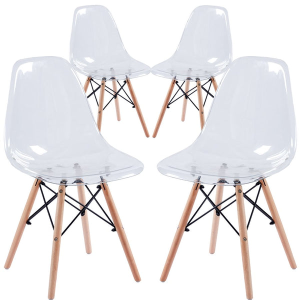 sconto Lot de 4 chaises 45,5x53,5x81,2 cm en polypropylène Transparent Betty