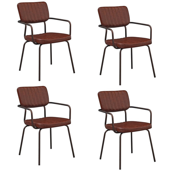 Lot de 4 chaises 51x60x81,5 cm en simili cuir industriel marron prezzo