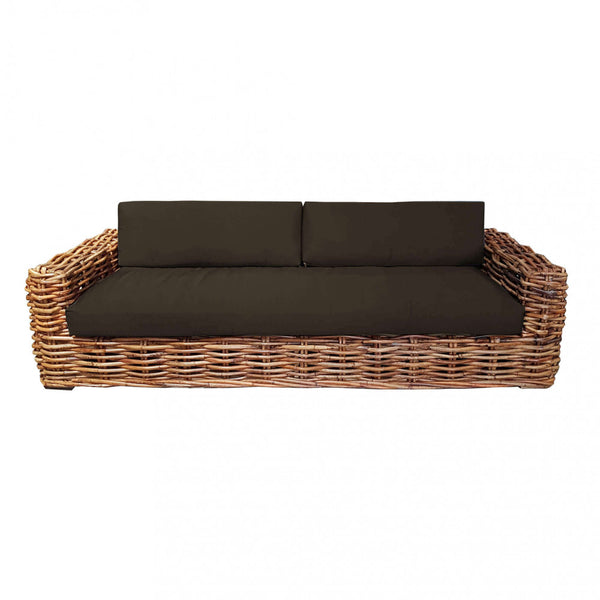 prezzo Canapé 3 places Polinesia avec coussins 75x265x105 cm en rotin marron