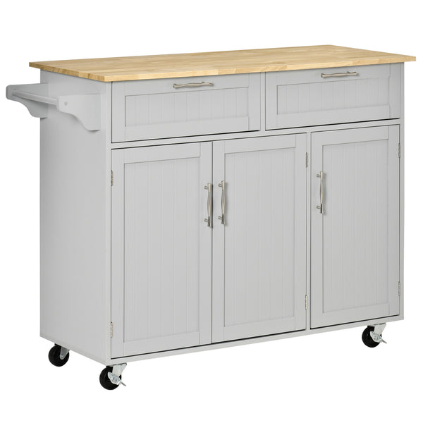 prezzo Carrello da Cucina 121x46x91 cm con Ruote in Legno Grigio