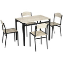 Set da Pranzo Tavolo Rettangolare e 4 Sedie in Acciaio e MDF Nero e Rovere-1