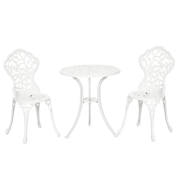acquista Ensemble table basse et 2 chaises de jardin en aluminium blanc