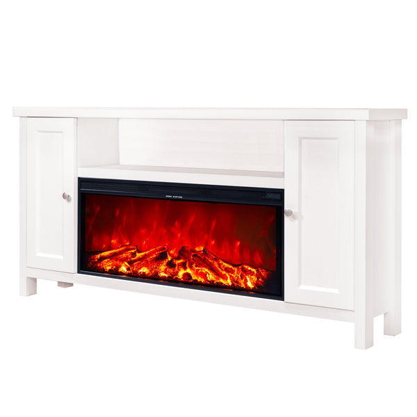 sconto Cheminée électrique au sol 75x150x30 cm effet flamme 1500W Mozart &amp; Tasmania blanc