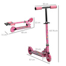 Monopattino 2 Ruote Pieghevole per Bambini Altezza Regolabile 63-76 cm Rosa-3