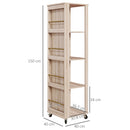 Libreria 4 Ripiani 40x40x150 cm con Rotelle in Legno Quercia-3