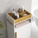 Mobiletto Bagno con Vassoio Rimovibile 40x30x88 cm in Truciolato Bianco-9