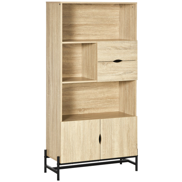 prezzo Libreria a Parete 80x35x155 cm in MDF e Metallo Legno Naturale