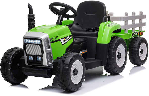 Tracteur électrique 12V pour enfants avec remorque verte acquista