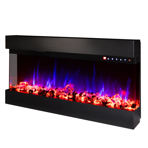 sconto Cheminée Électrique Encastrable 48,4x93x20 cm Effet Flamme 1500W Dalas Noir