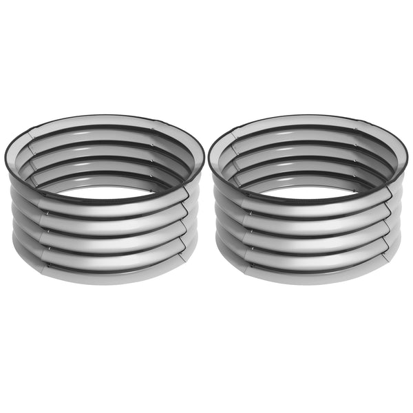 Set di 2 Letti per Orto Rialzati con Fondo Aperto Ø60x30 cm in Acciaio Galvanizzato Argento sconto