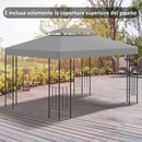 Tetto di Ricambio Impermeabile per Gazebo da Giardino 4x3m in Poliestere  Grigio-2