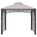 Gazebo da Giardino 3x3m con Tenda Parasole Laterale Cachi-8