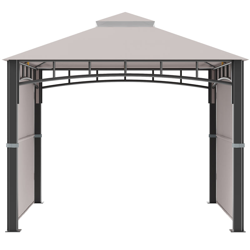 Gazebo da Giardino 3x3m con Tenda Parasole Laterale Cachi-8