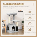 Albero Tiragraffi 48x48x85 cm Rivestimento in Peluche Grigio chiaro-4