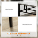 Set da Pranzo Tavolo e 4 Sedie Seduta Imbottita in Metallo e MDF Grigio e Nero-7