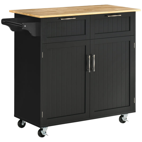 Carrello da Cucina 104x46x91 cm con Ruote in Legno Nero prezzo