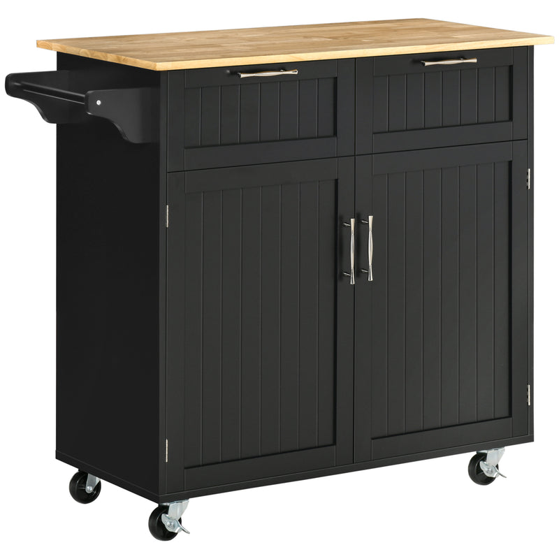 Carrello da Cucina 104x46x91 cm con Ruote in Legno Nero-1